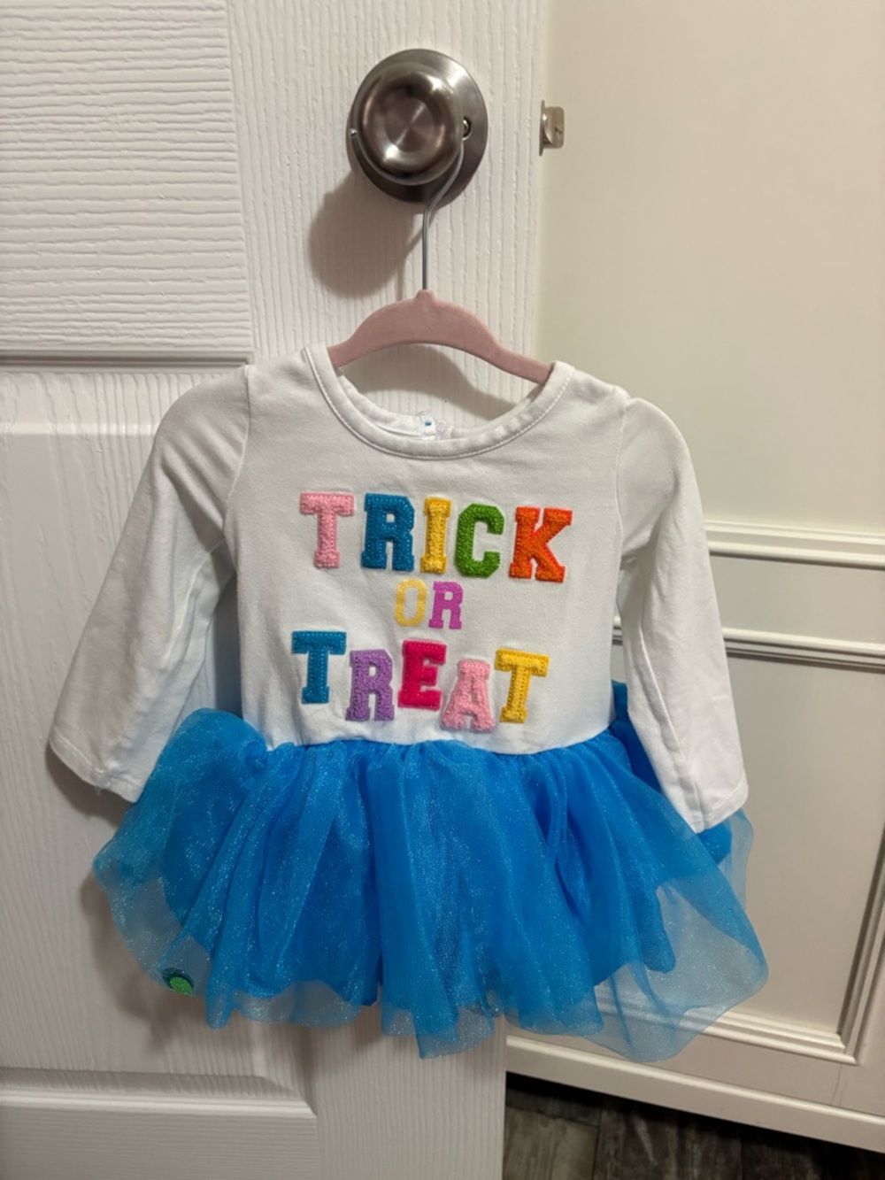 Trick or Treat Blue Tutu Halloween Long Sleeve Top
